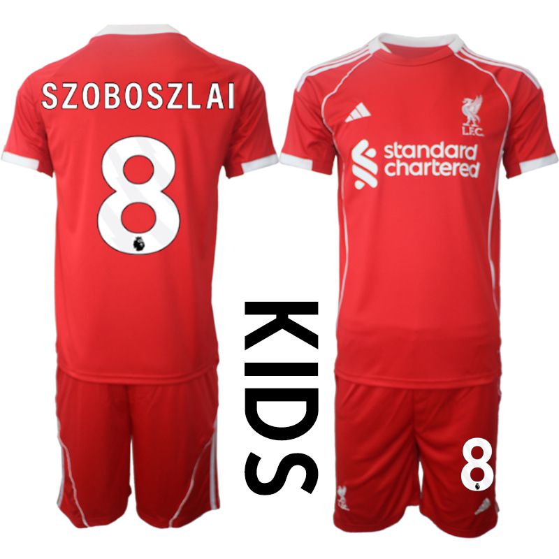 Youth 2025-2026 Season Club Liverpool home red #8 Soccer Jerseys->youth soccer jersey->Youth Jersey